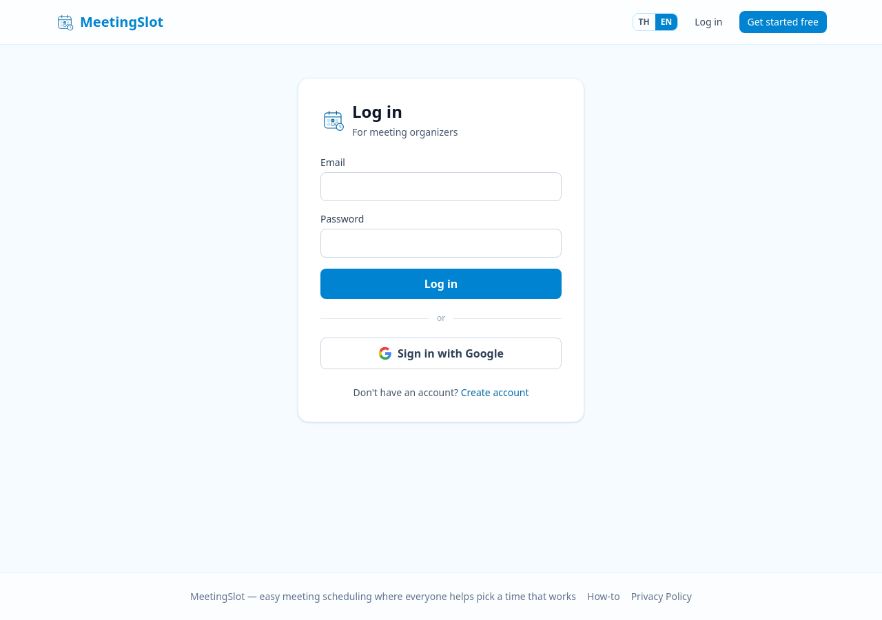Login page
